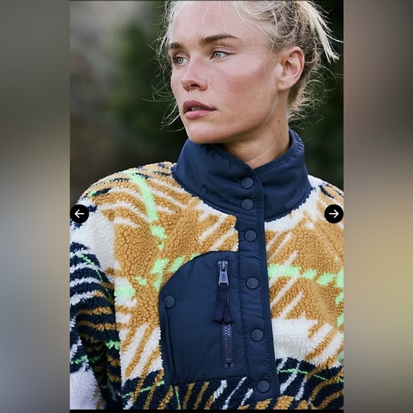 Free People Hit The Slopes Printed Pullover - Grey Plaid Twilight Combo - Picture 4 of 9